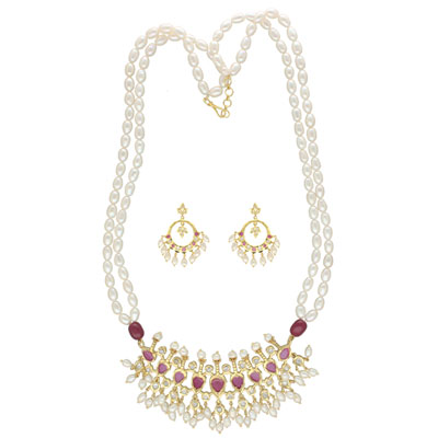 "Harita 2 Lines Pearl Necklace - JPAPL-23-14 - Click here to View more details about this Product